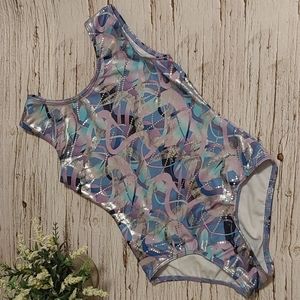 George Gymnastics dance cheer acro girls sparkle purple blue leotard XS